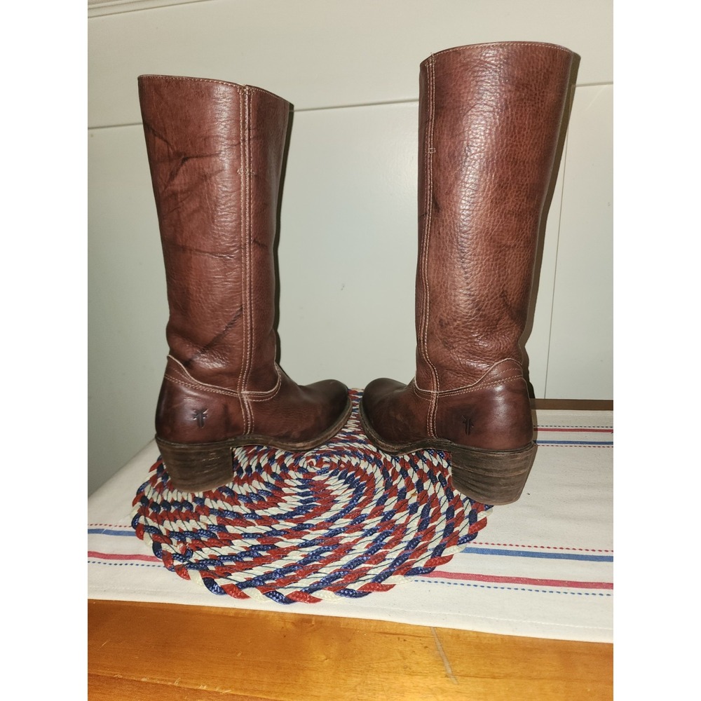 VTG Frye Campus Leather Brown Boots 8M Womens Round Toe Western Made in USA - Picture 10 of 16